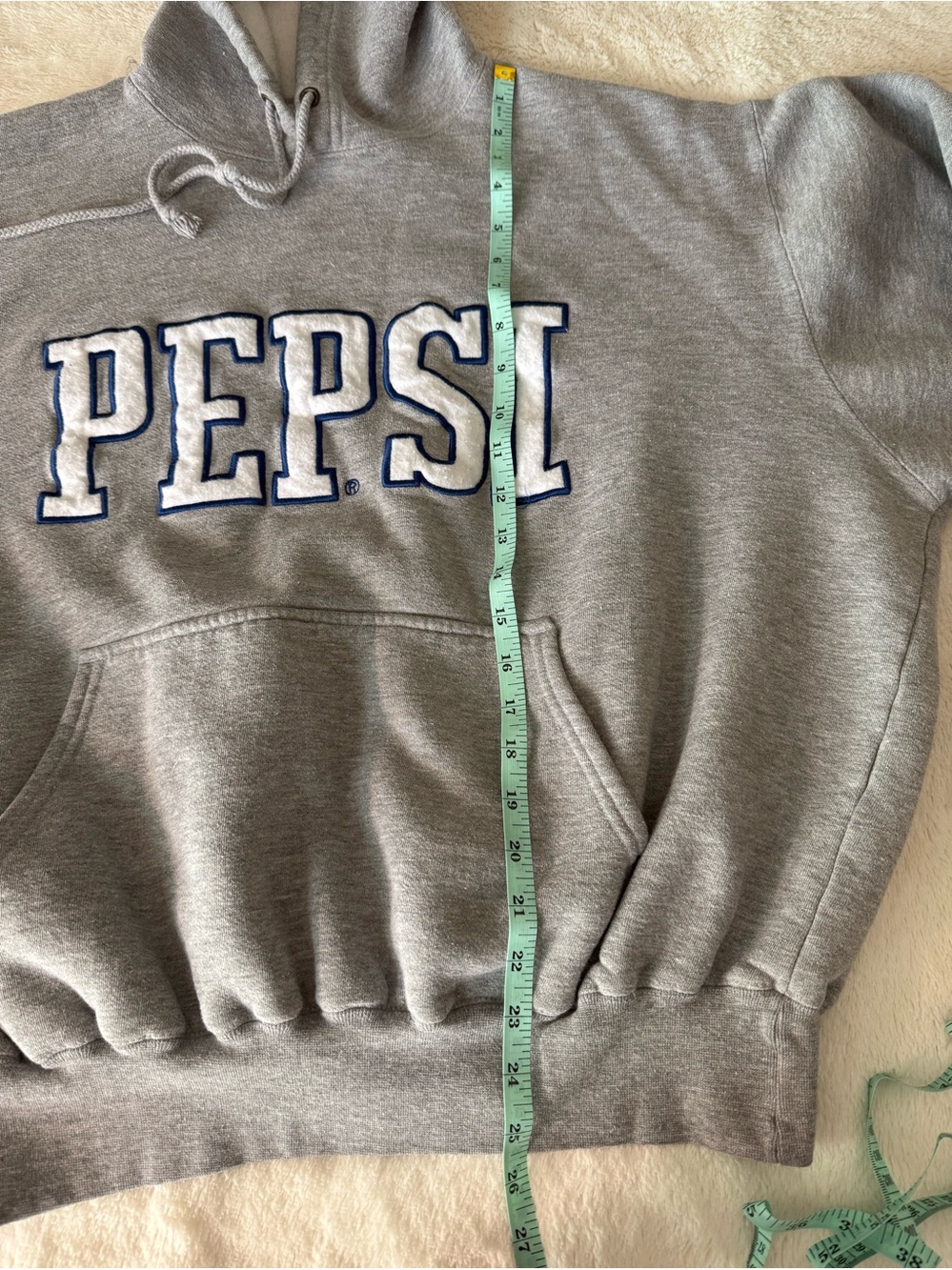 Pepsi Gray Hoodie XL Vintage Logo Pullover Sweatshirt Graphic Hooded Top - Picture 5 of 7